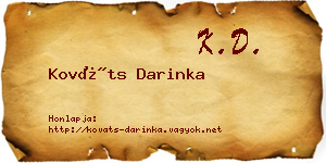Kováts Darinka névjegykártya